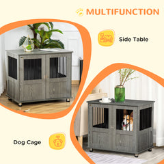 PawHut Dog Crate Table for Medium and Large Dogs with Magnetic Door for Indoor Use, 85 x 55 x 75 cm, Grey