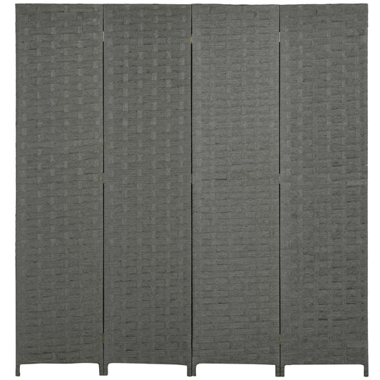 HOMCOM 4-Panel Room Dividers, Wave Fibre Freestanding Folding Privacy Screen Panels, Partition Wall Divider for Indoor Bedroom Office, 170√Ç cm, Grey