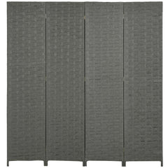 HOMCOM 4-Panel Room Dividers, Wave Fibre Freestanding Folding Privacy Screen Panels, Partition Wall Divider for Indoor Bedroom Office, 170√Ç cm, Grey