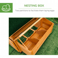 PawHut Wooden Chicken Coop with Nesting Boxes, Tray, for 2-4 Chickens, Yellow