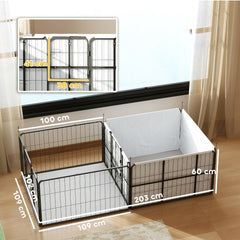 PawHut 7 Panel Dog Whelping Box, Dog Playpen with Washable Whelping Pads, Windproof Fabric, for Small and Medium Dogs