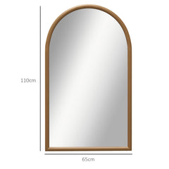 HOMCOM 110 x 65cm Wooden Arched Mirror - Natural Finish