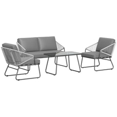 Outsunny Four-Piece Rattan Strong Panel Outdoor Sofa Set - Grey