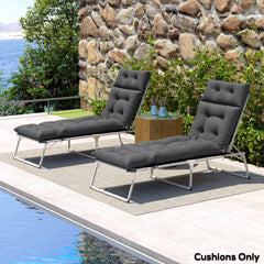 Outsunny Set of Two 190 x 56cm Sun Lounger Cushions - Dark Grey