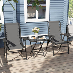 Outsunny Three-Piece Garden Table and Chair Set - Dark Grey