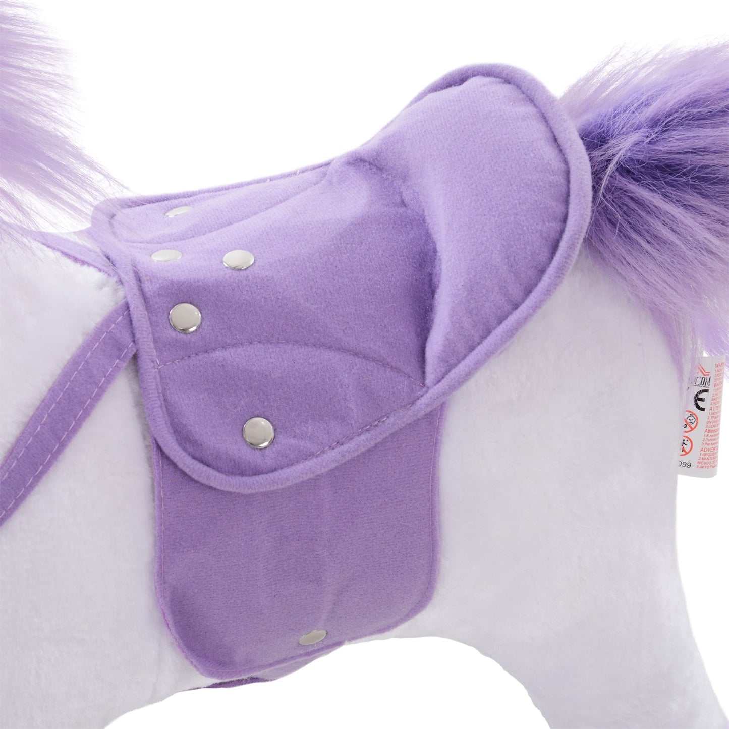 HOMCOM Kids Rocking Horse Plush Ride on Walking Unicorn Horse w/Realistic Sound Ride On Rocker with Handlebar for Age 3+ Purple