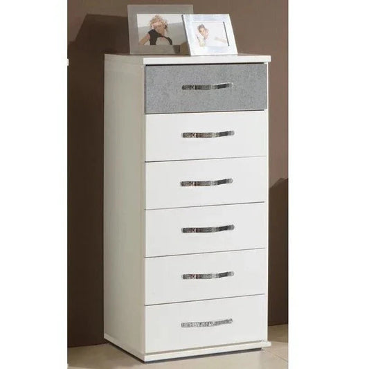 White Chest of Drawers DAYTON Tallboy Medium Chest, 6 Drawers