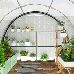 Outsunny 4 x 3(m) Walk-In Tunnel Greenhouse, with Accessories - White