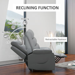 HOMCOM Electric Riser and Recliner for Elderly with 8 Vibration Massage, PU Leather Power Lift Recliner Chair for Living Room with Side Pockets, Footrest, Grey