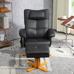 HOMCOM Faux Leather Massage Recliner Chair, with Storage Ottoman - Black