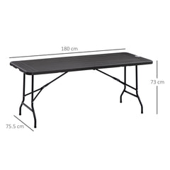 Outsunny Folding Garden Dining Table for 6, Rectangular Outdoor Dining Table with HDPE Tabletop, Foldable Garden Table with Steel Frame for Balcony, Porch, Charcoal Grey