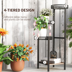 Outsunny Four-Tier Steel Plant Stand - Black