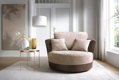 Linacre Swivel Chair - Brown and Beige