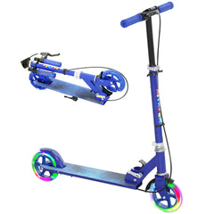 AIYAPLAY Scooter for Kids Ages 3-8 with Adjustable Handle, 2 Light up Wheels, Handbrake & Rear Brake for Girls and Boys, Blue