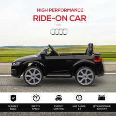 HOMCOM Kids Licensed Audi TT Ride-On Car 12V Battery w/ Remote Suspension Headlights and MP3 Player 2.5-5km/h Black