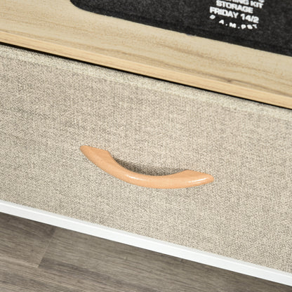 HOMCOM TV Stand Cabinet with 2 Foldable Drawers - Maple Colour