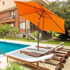 Outsunny 2.6M Garden Parasol Umbrella with Tilt and Crank, Outdoor Sun Parasol Sunshade Shelter with Aluminium Frame, Orange