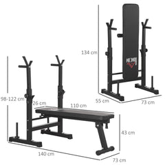 HOMCOM Adjustable Weight Bench Foldable Bench Press, with Barbell Rack, Black