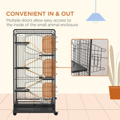 PawHut 6 Levels Removable Small Animal Cage, 131cm - Black