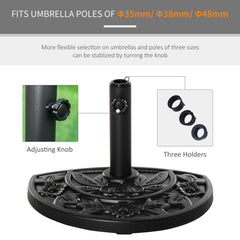 Outsunny 9kg Cement Concrete Half Round Parasol Base Umbrella Stand Garden Outdoor Accessories - Adjustable Coupler Suitable Umbrella Rod: â3.5cm, â3.8cm, â4.8cm