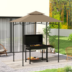 غطاء سقف بديل لشرفة الشواء الخارجية من Outsunny Grill Gazebo بإطار 1.5 × 2.4 متر، حماية UPF50+، طبقة مزدوجة 5 × 8 أقدام، غطاء علوي فقط، كاكي