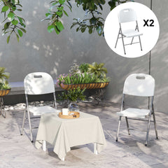 Outsunny Set of Two Foldable Outdoor Chairs - White