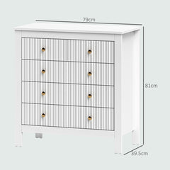 HOMCOM Elegant Chest of Five Drawers - White