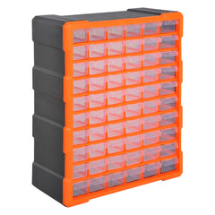 DURHAND 60 Drawers Parts Organiser Wall Mount Storage Cabinet Garage Small Nuts Bolts Tools Clear Orange