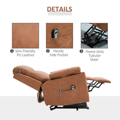 HOMCOM Faux Leather 70√Ç¬∞ Electric Riser Recliner Chair - Brown