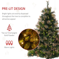 HOMCOM 1.5m 5ft Pre-Lit Christmas Tree Artificial Spruce Xmas Tree Warm White LED Holiday D√É¬©cor with Metal Stand