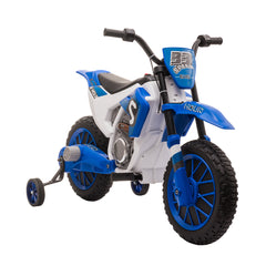 HOMCOM 12V Kids Electric Motorcycle Ride-On, with Training Wheels, for Ages 3-6 Years - Blue