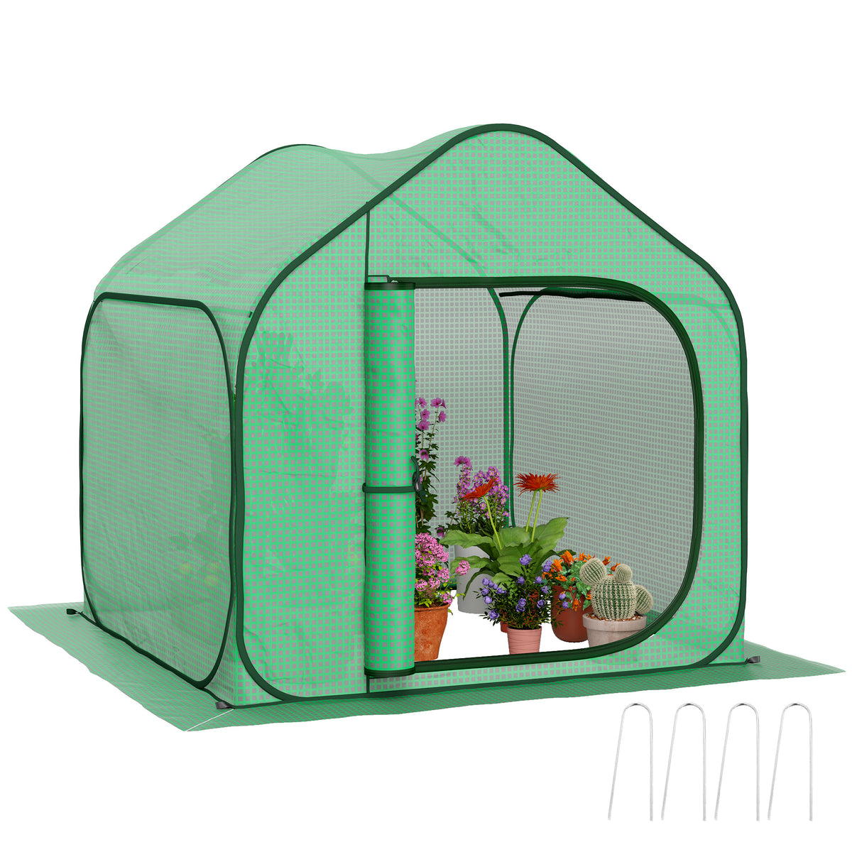 Outsunny 150 x 148cm Pop-Up Greenhouse - Green