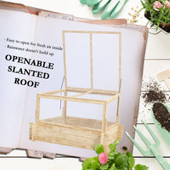 Outsunny 2-In-1 Wooden Greenhouse Planter Box - Natural