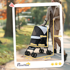 PawHut Umbrella Structure Dog Stroller, Lightweight & Portable Dog Pram w/ Shoulder Strap, Storage Bag & Cup Holder, Light Grey