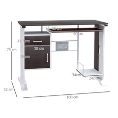 HOMCOM Computer Desk with Sliding Keyboard Tray, Storage Drawers and Host Box Shelf, Home Office Desk, Study Workstation, 100 x 52 x 75cm, Black Walnut