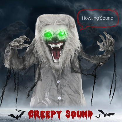 HOMCOM 6'8" Skeleton Werewolf Animatronic Halloween، مع عيون متوهجة