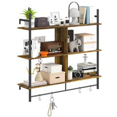 HOMCOM Three-Tier Floating Shelf - Brown/Black