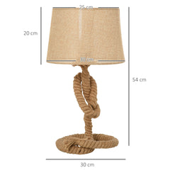 HOMCOM Nautical Style Table Lamp with Fabric Lampshade Metal Frame Power Switch, 54cm Home Desk Lamp Bedroom Living Room Study E27 Base, Beige