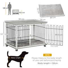 PawHut Indoor Dog Crate Furniture, Side End Table, with Soft Washable Cushion, Lockable Doors, for Small and Medium Dogs