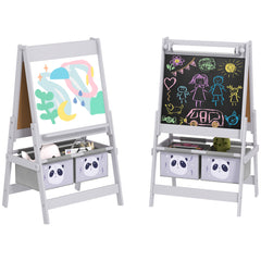 AIYAPLAY 3-In-1 Kids Easel with Paper Roll, Art Easel, with Storage - Grey