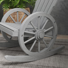 Outsunny Wooden Adirondack Rocking Chair Reclining Armchair Outdoor Garden Furniture Patio Porch Rocker - Grey