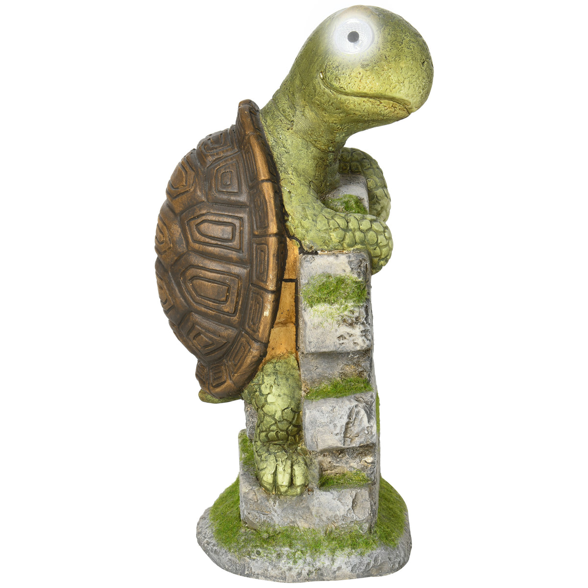 Outsunny Vivid Tortoise Art Sculpture with Solar LED Light, Colourful Garden√Ç Statue, Outdoor Ornament Home Decoration for Porch, Deck, Grass