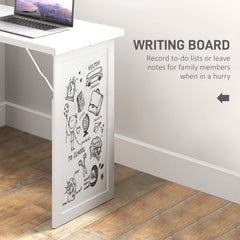 HOMCOM Three-Part Work Desk, with Storage and Writing Board - White