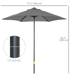 Outsunny 2m Garden Parasol Umbrella, Outdoor Sun Shade with 6 Sturdy Ribs for Balcony, Bench, Garden, Dark Grey