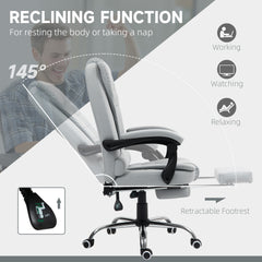 HOMCOM Linen-Look Adjustable Office Chair - Light Grey