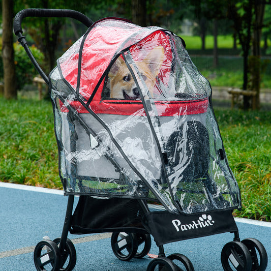 PawHut Rain Cover for Dog Pram Stroller, with Front and Rear Entry