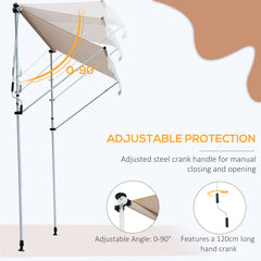 Outsunny 2x1.5m Adjustable Outdoor Aluminium Frame Awning Beige