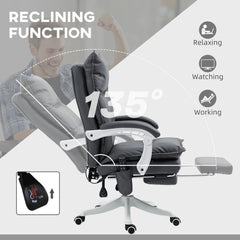 Vinsetto Vibration Massage Office Chair with Heat, Ergonomic Computer Desk Chairs, Faux Leather Desk Chair with Footrest, Armrest and Reclining Backrest, Charcoal Grey