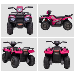 HOMCOM 12V Kids Quad Bike with Forward, Reverse Functions, Ride-On ATV w/ Music, LED, Headlights, for Ages 3-5 Years - Pink