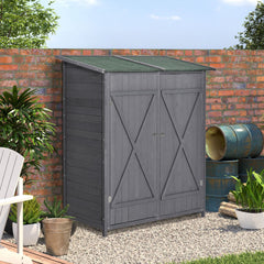 Outsunny 139 x 75 Fir Wood Garden Shed, with Asphalt Roof - Grey